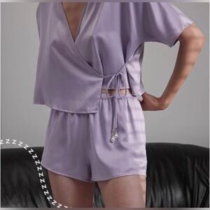 Lunya Lavender Silk Pearl Pajama Set